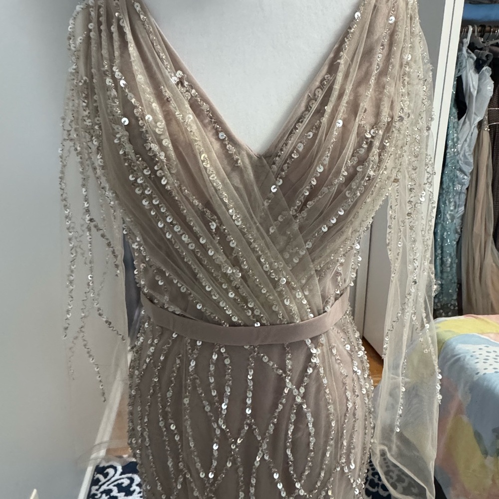 Black Label Elegant Long Sleeve Gown in Gray